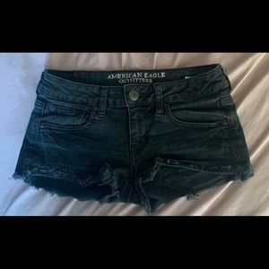 american eagle black jean shorts